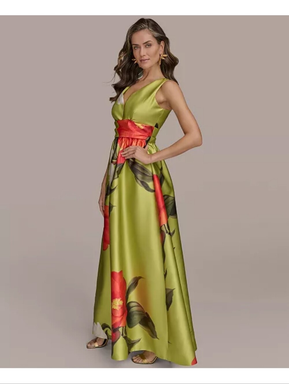 Donna Karan New York NWT Green Floral Maxi Gown Size 14 $349 Luxury